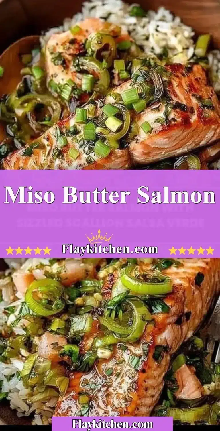 Delicious plate of miso butter salmon garnished with herbs