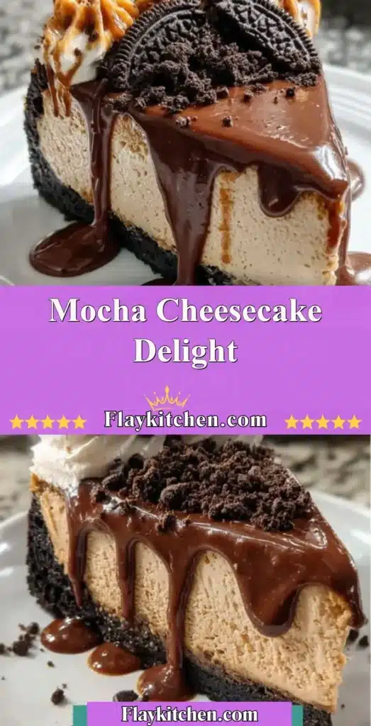 Delicious Mocha Cheesecake Delight topped with chocolate and coffee accents