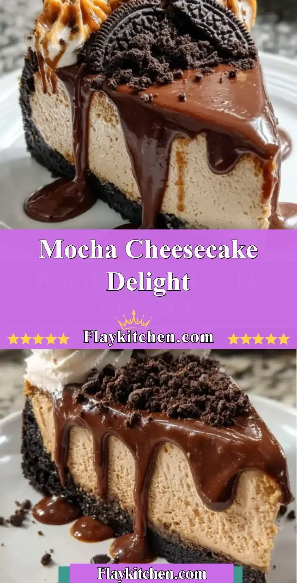 Delicious Mocha Cheesecake Delight topped with chocolate and coffee accents