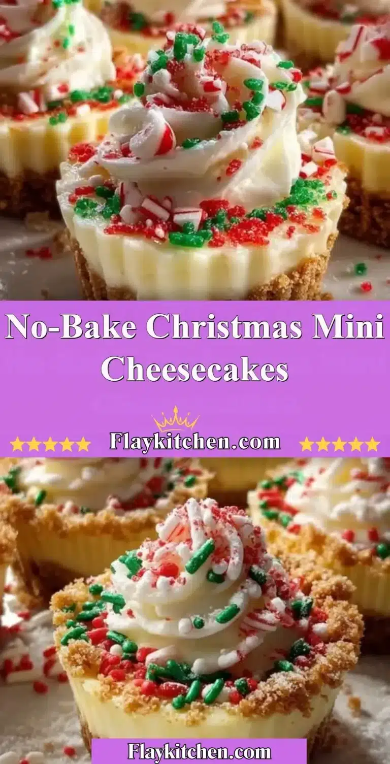 No-bake Christmas mini cheesecakes topped with festive decorations