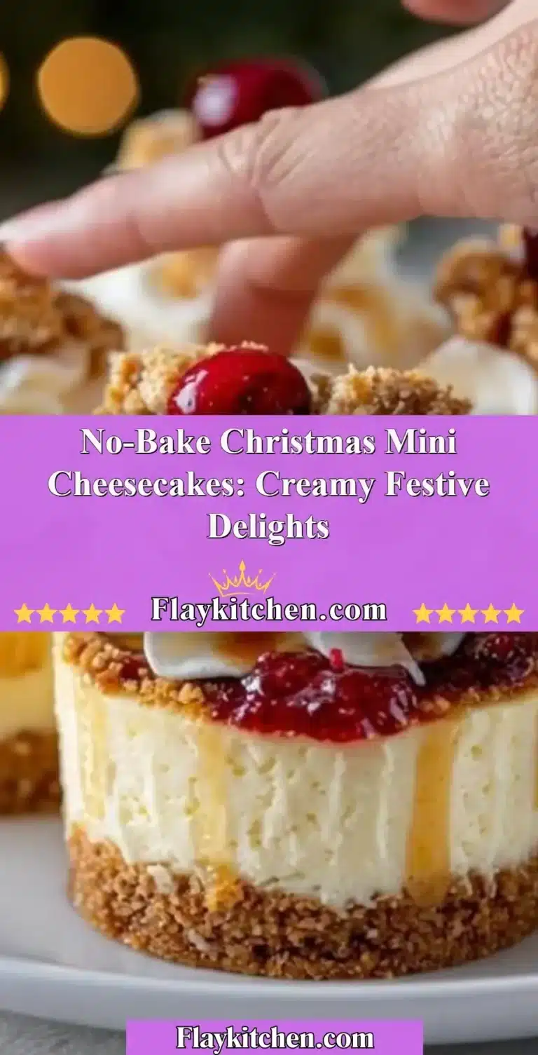 No-Bake Christmas Mini Cheesecakes decorated for the holiday season