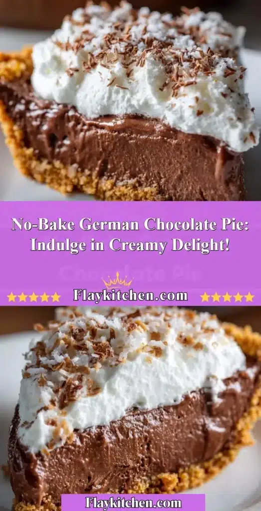 No-Bake German Chocolate Pie topped with creamy chocolate and coconut