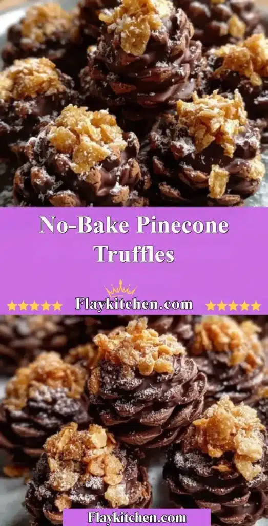 Delicious no-bake pinecone truffles decorated for a festive presentation.