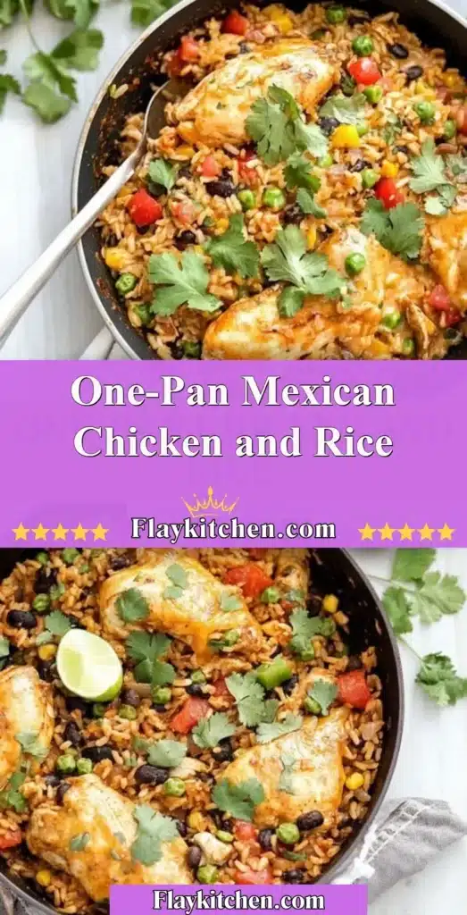 One-Pan Mexican Chicken and Rice dish ready to serve