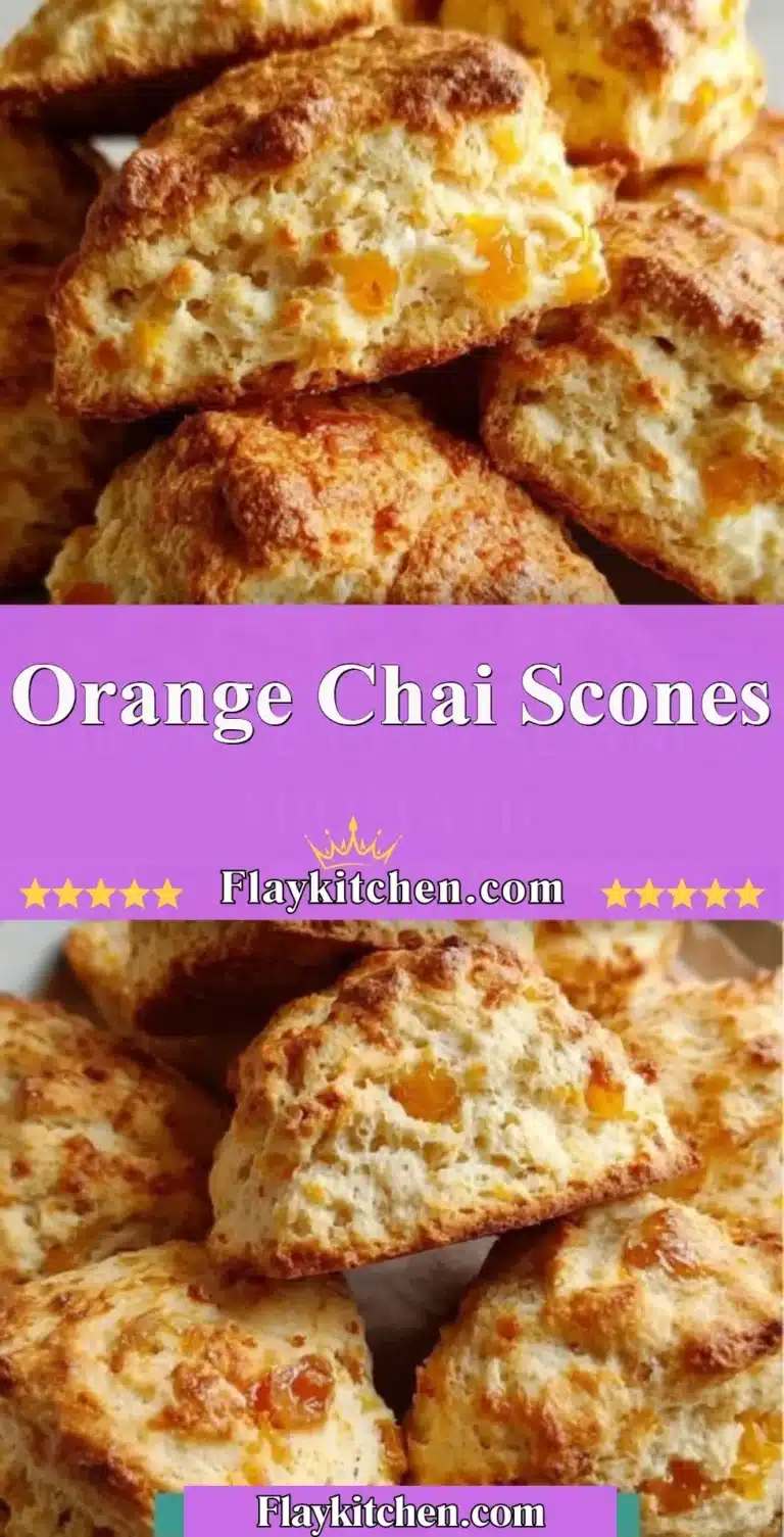 Freshly baked orange chai scones on a plate, garnished with orange zest