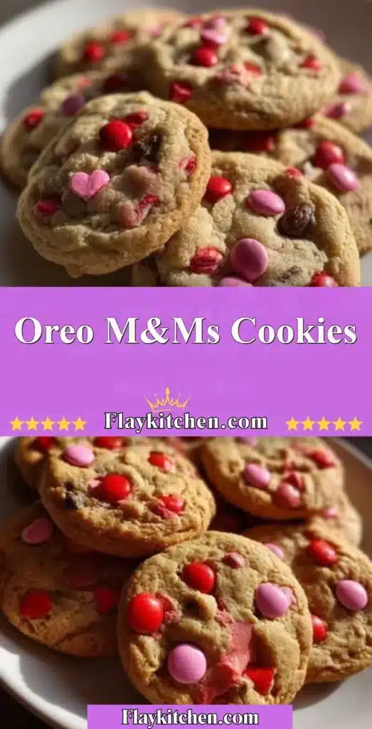 Plate of Oreo M&Ms Cookies featuring chocolate cookies with Oreos and colorful M&Ms