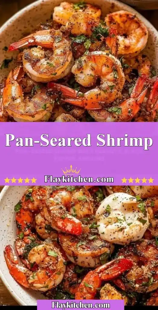 Delicious pan-seared shrimp served with garnish on a plate