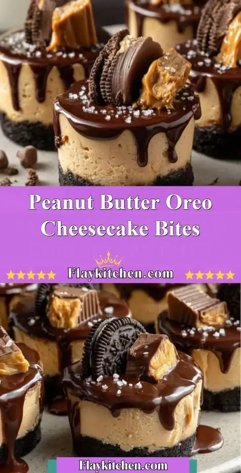 Delicious peanut butter Oreo cheesecake bites on a plate, perfect dessert treat.