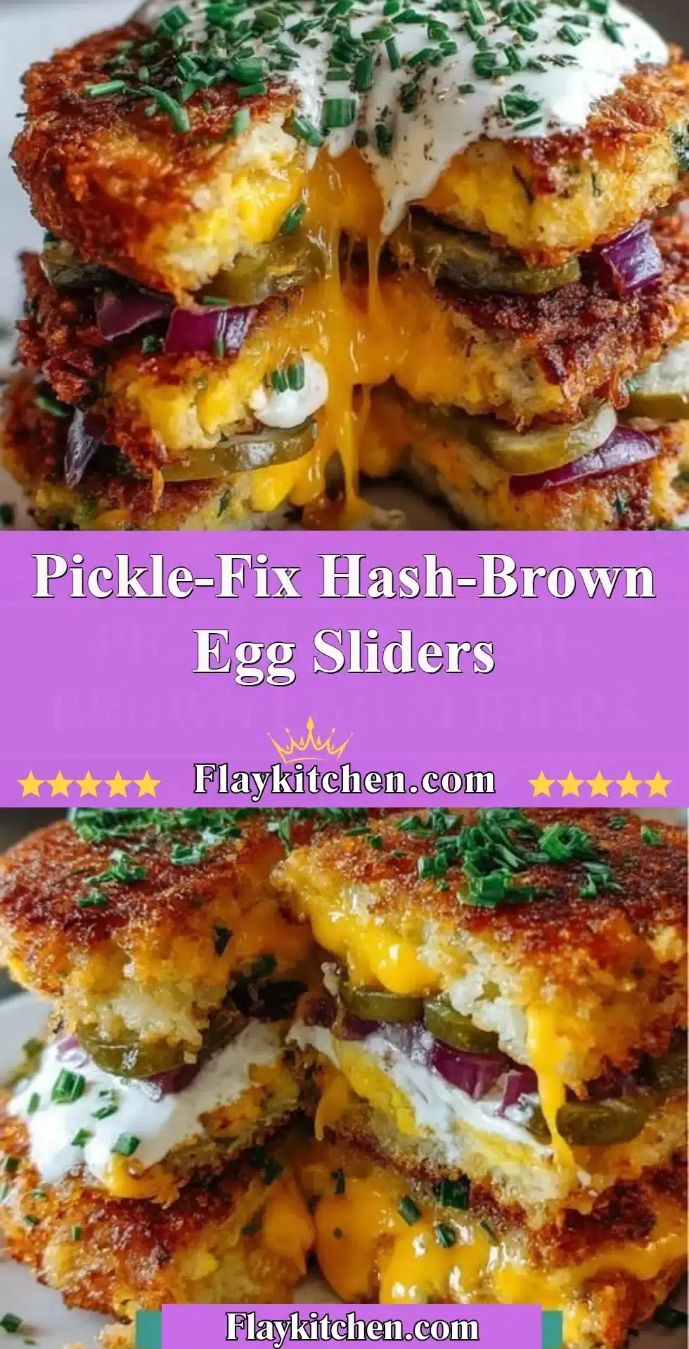 Pickle-Fix Hash-Brown Egg Sliders stacked on a plate