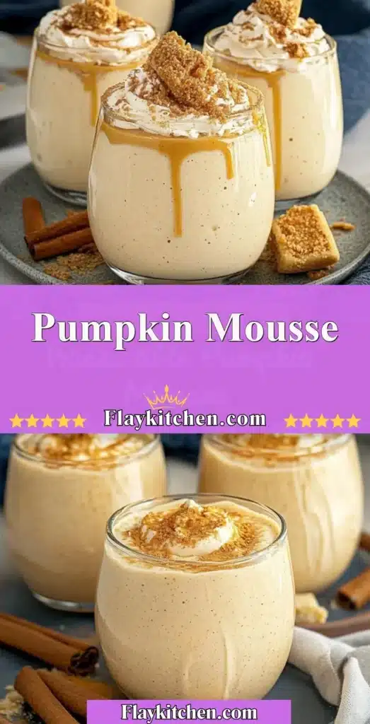 Delicious homemade pumpkin mousse served in a dessert bowl with a sprinkle of cinnamon.