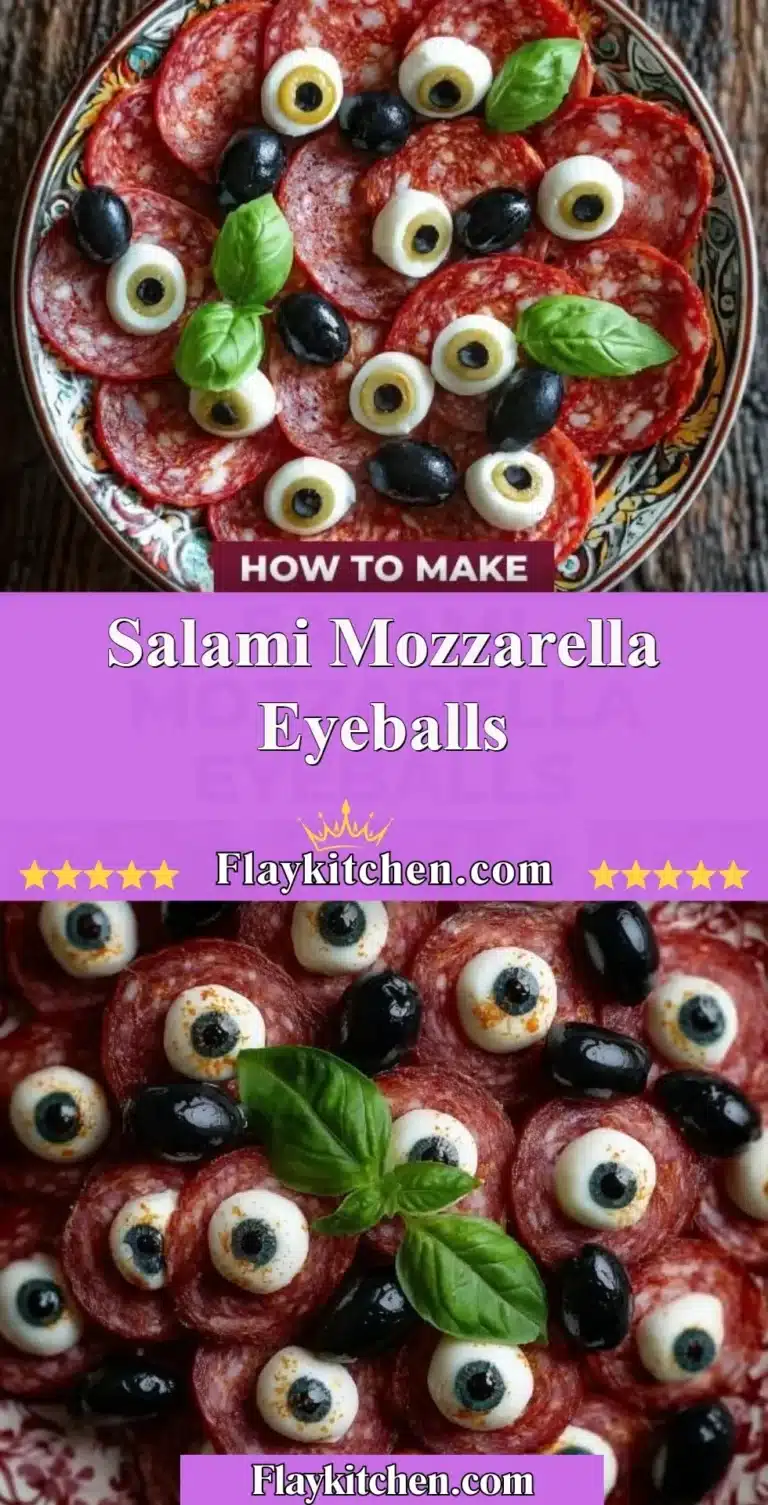 Salami mozzarella eyeballs appetizer for a fun party snack