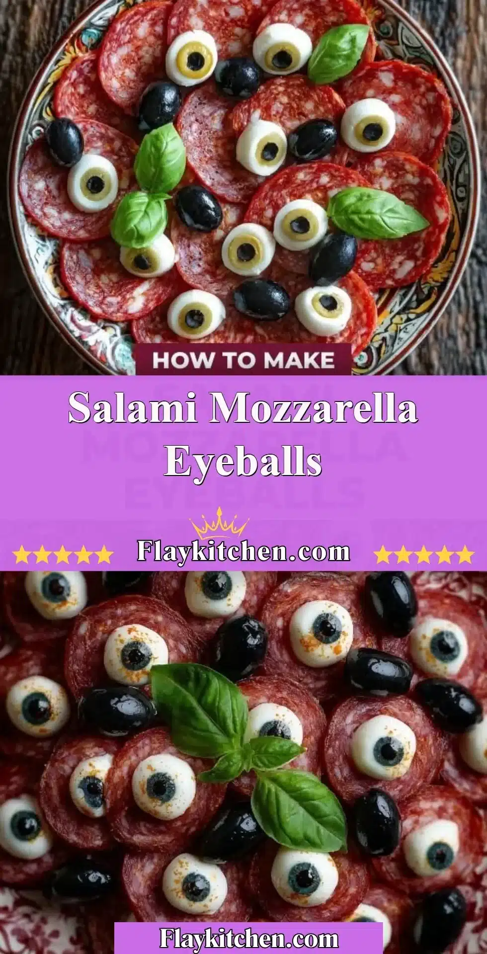 Salami mozzarella eyeballs appetizer for a fun party snack