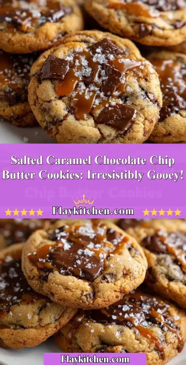 Delicious salted caramel chocolate chip butter cookies on a cooling rack.