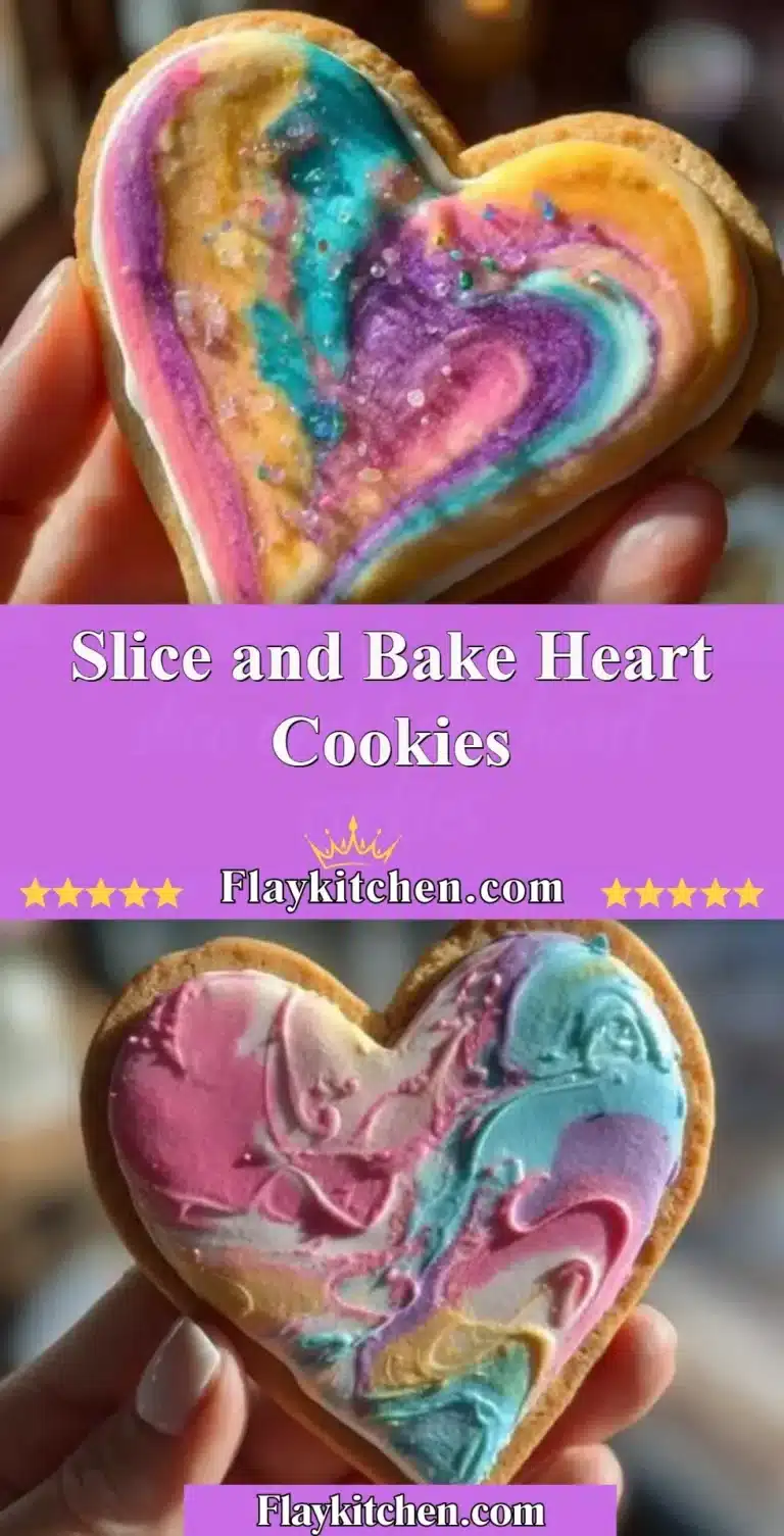 Delicious slice and bake heart cookies decorated with icing.