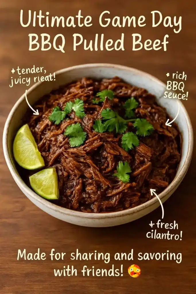 Delicious Slow Cooker BBQ Pulled Beef served with fresh buns and coleslaw.