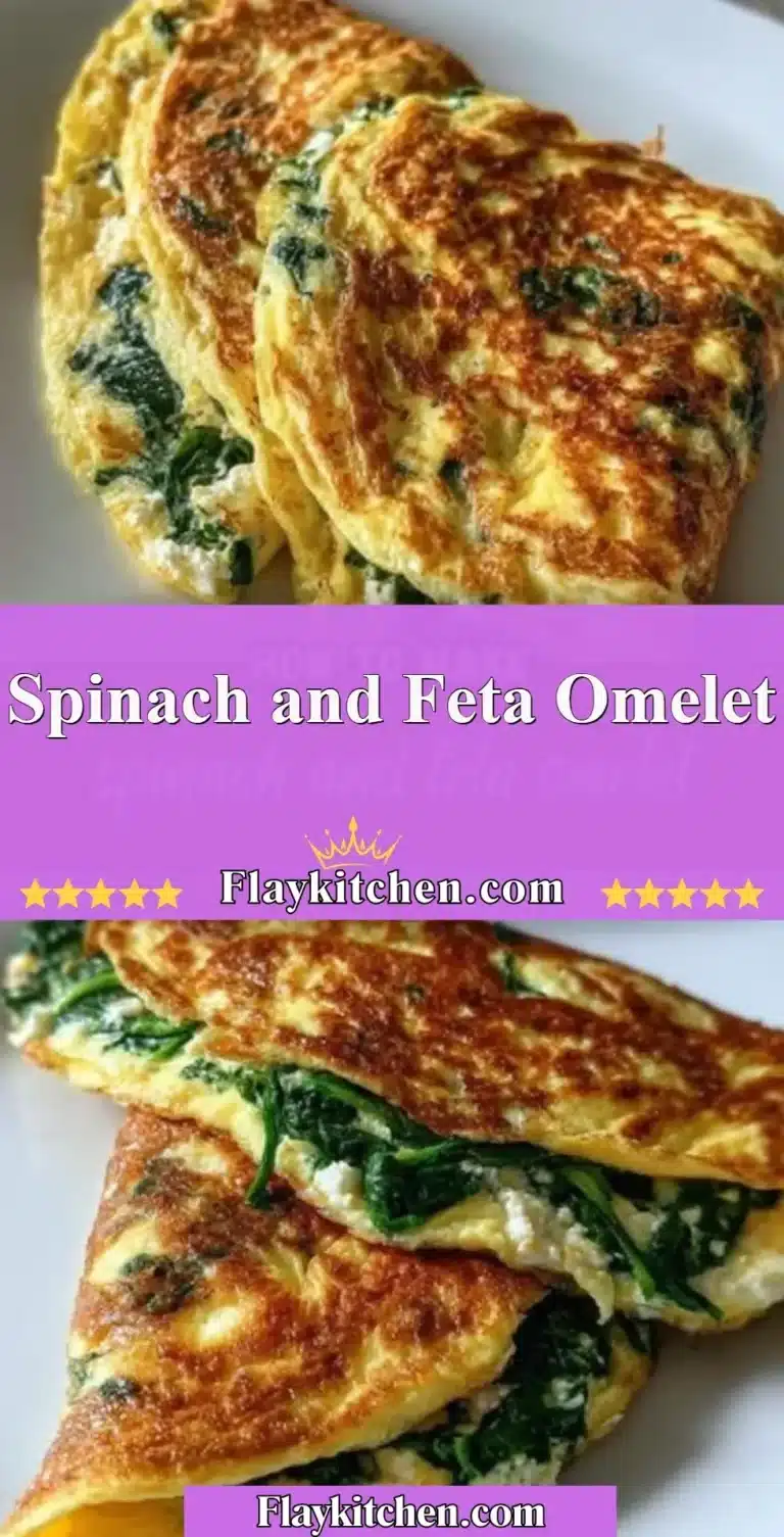 Delicious Spinach and Feta Omelet served on a plate, garnished with herbs.