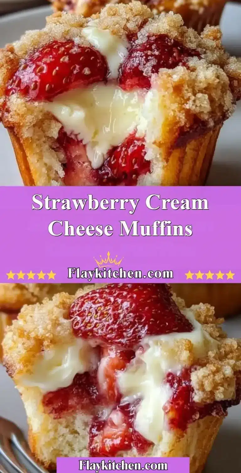 Delicious freshly baked strawberry cream cheese muffins on a plate