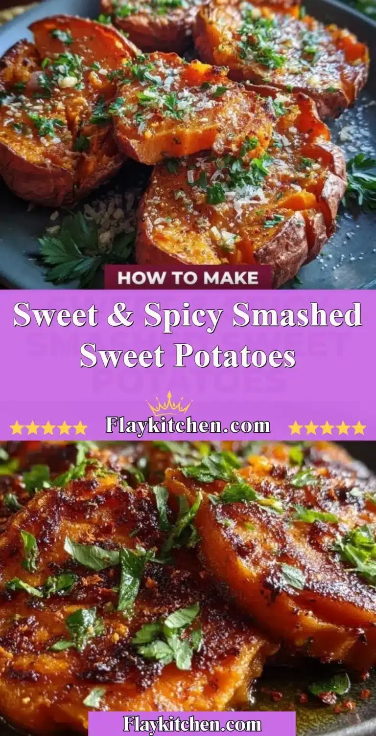 Sweet and spicy smashed sweet potatoes served in a bowl