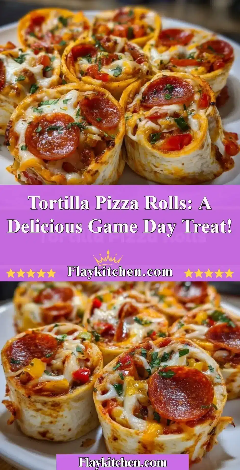 Tortilla Pizza Rolls: A Delicious Game Day Treat! 2 Delicious tortilla pizza rolls for game day snacks
