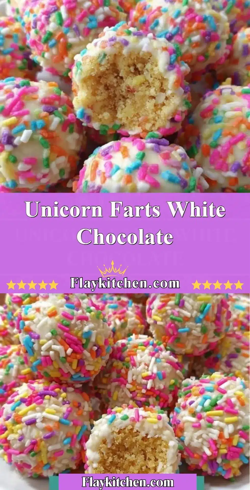 Unicorn Farts White Chocolate treat with colorful sprinkles