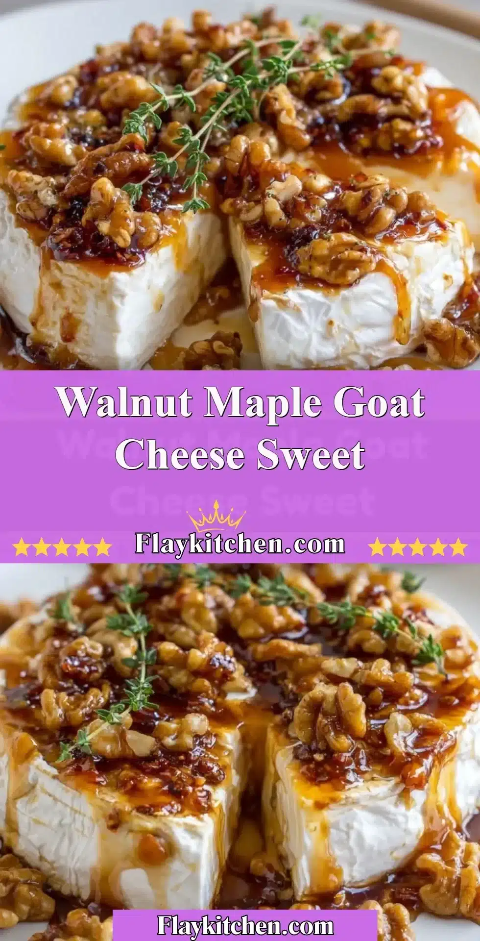 Delicious walnut maple goat cheese on a cheese platter with nuts and fruits