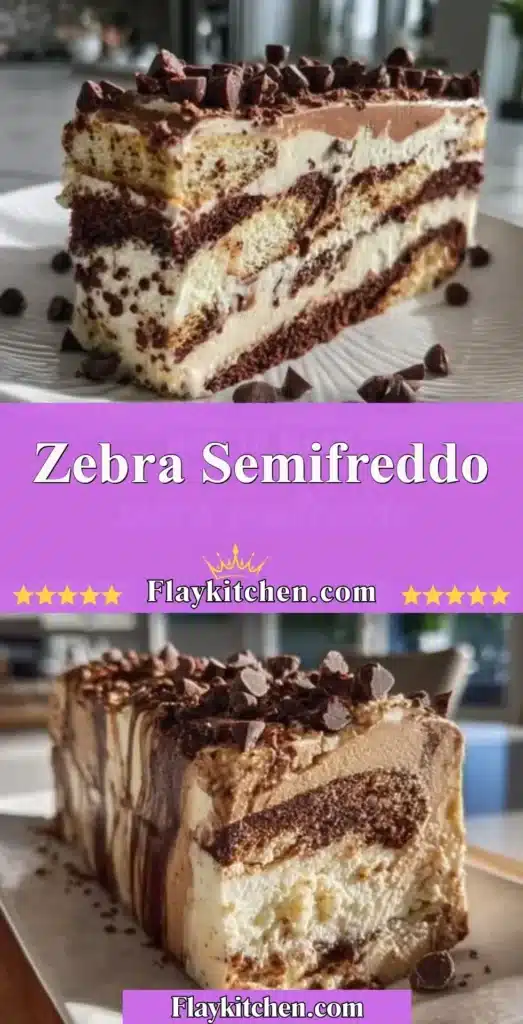 Delicious Zebra Semifreddo dessert featuring chocolate and vanilla layers