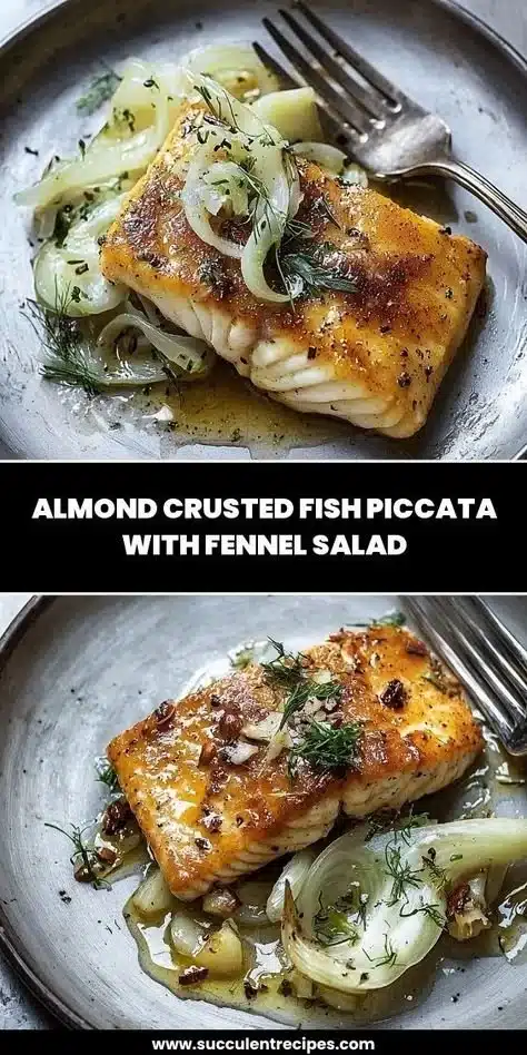 Almond Crusted Fish Piccata served with lemon and capers