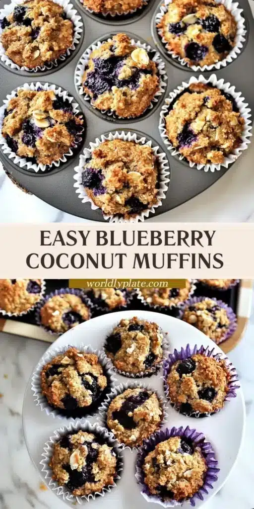 Freshly baked blueberry coconut muffins on a cooling rack