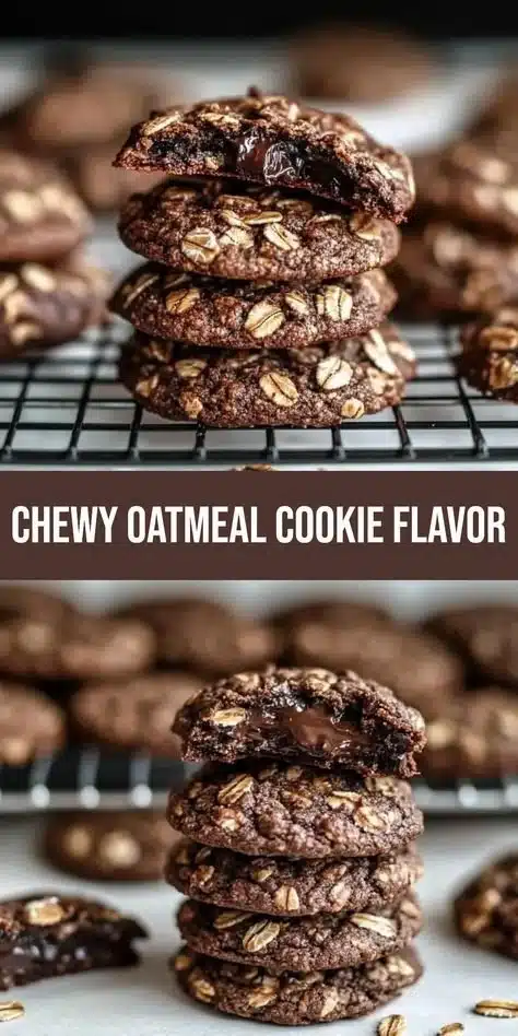 Delicious homemade Chocolate Oatmeal Cookies on a cooling rack