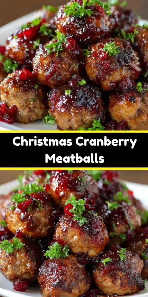 Delicious Christmas cranberry meatballs served on a festive platter.