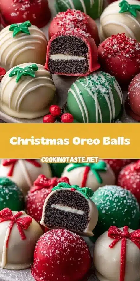 Delicious Christmas Oreo Balls decorated with festive toppings