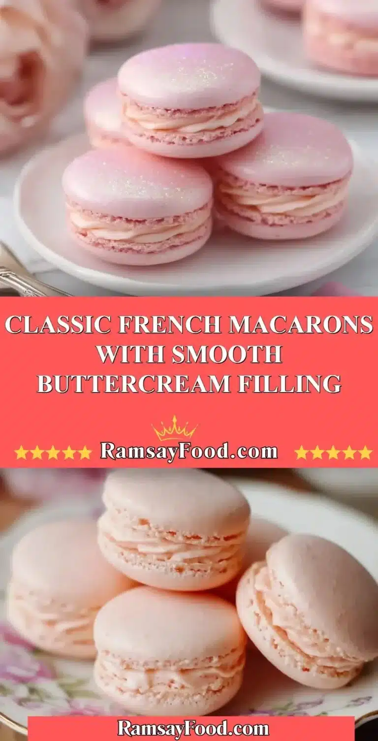 Classic French macarons with smooth buttercream filling on a dessert table