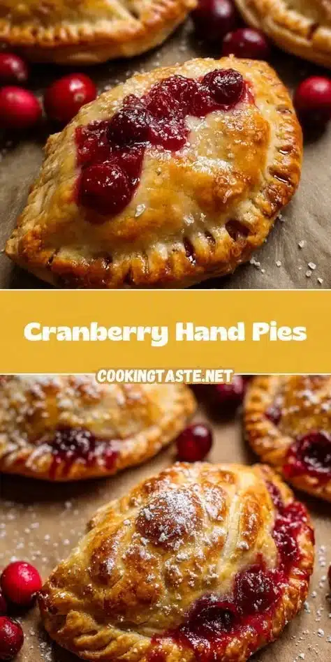 Delicious cranberry hand pies fresh out of the oven, showcasing flaky crust and juicy filling.