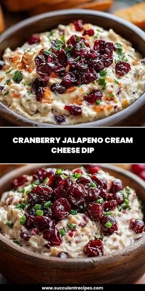 Creamy Cranberry Jalapeno Dip served in a bowl with crackers