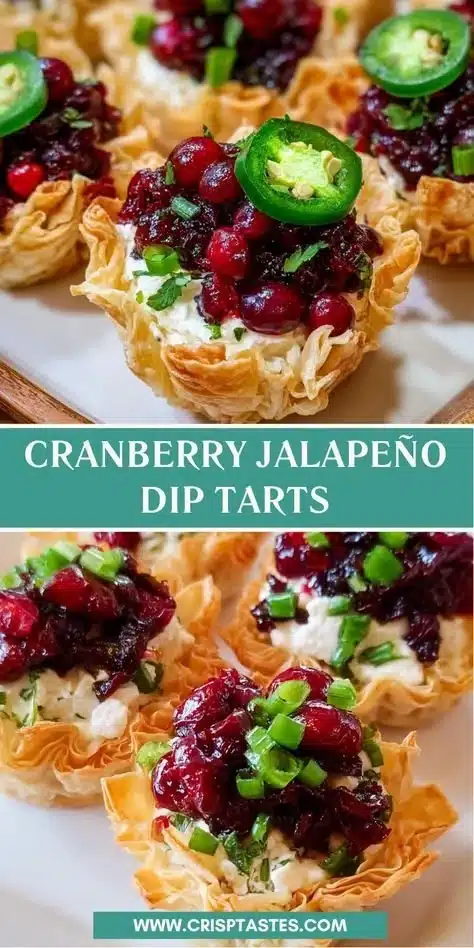 Cranberry Jalapeño Dip Tarts served on a platter for a festive occasion.