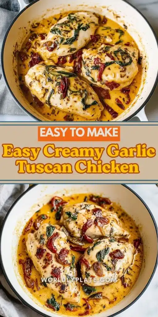 Creamy garlic Tuscan chicken skillet with tender chicken and rich sauce