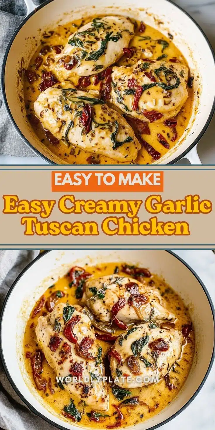 Creamy garlic Tuscan chicken skillet with tender chicken and rich sauce