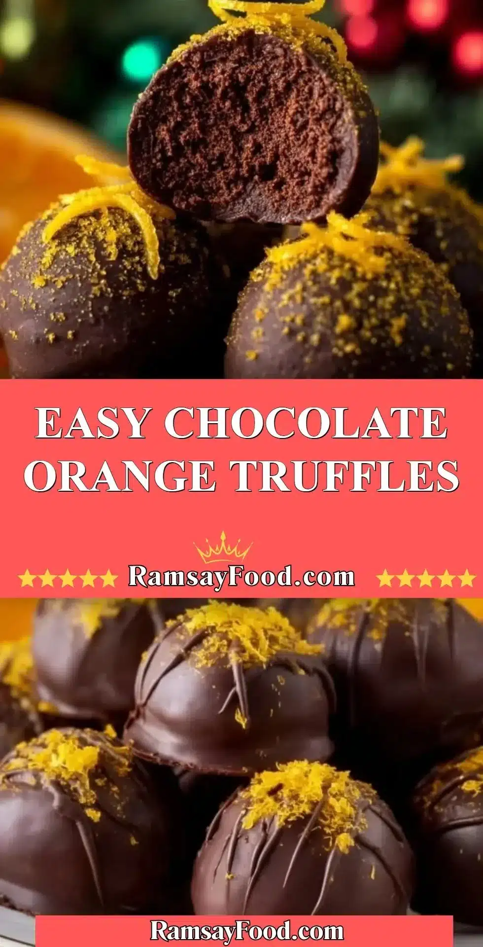 Easy Chocolate Orange Truffles 2 Delicious homemade easy chocolate orange truffles on a plate