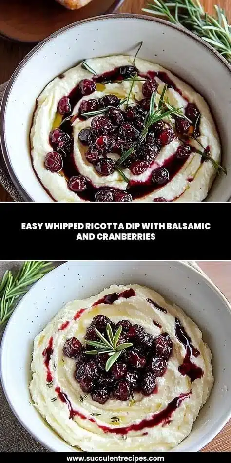 Bowl of easy whipped ricotta dip with herbs and crackers