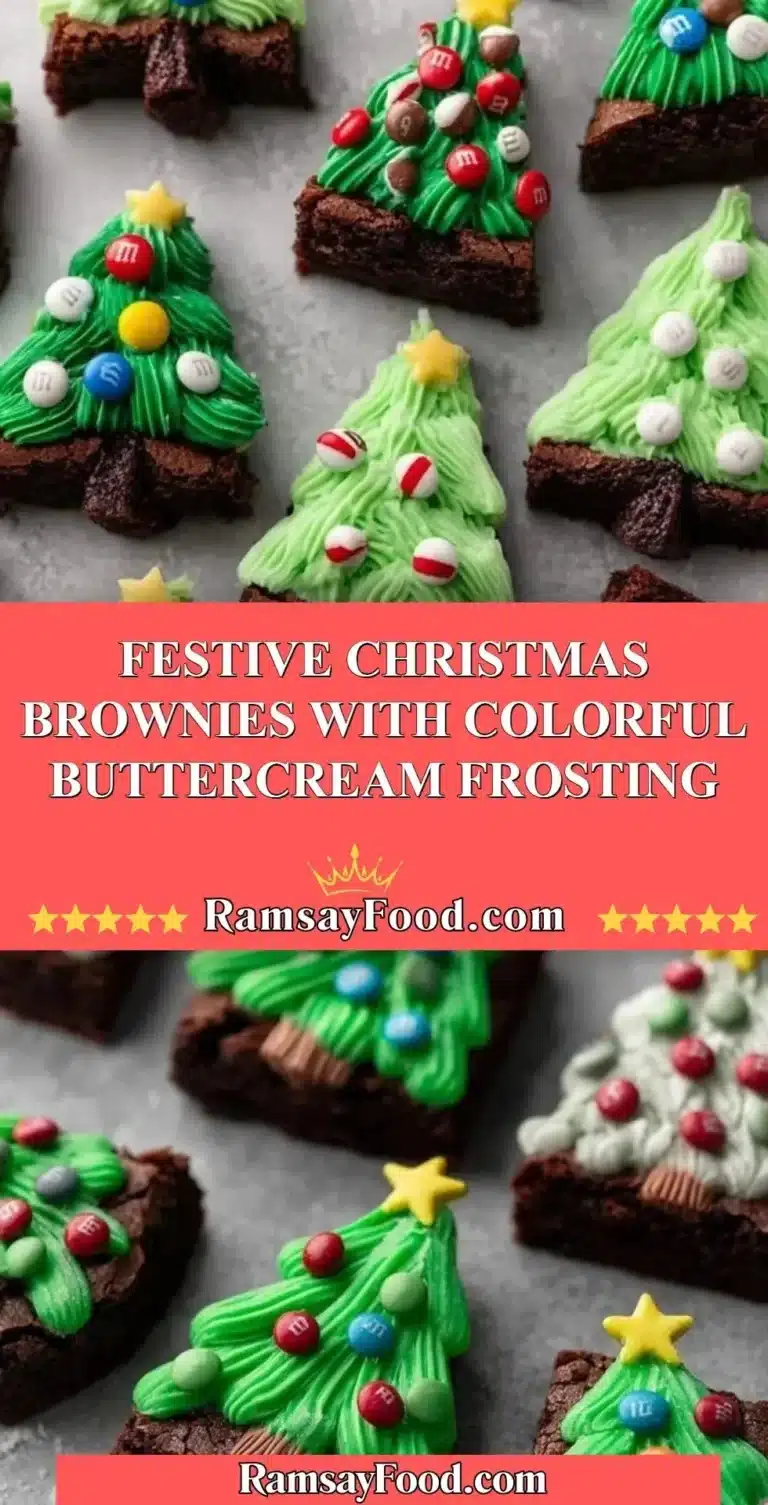 Colorful frosted Christmas brownies decorated for the festive season