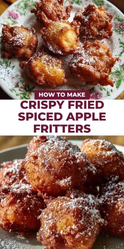 Delicious homemade fried apple fritters dusted with powdered sugar