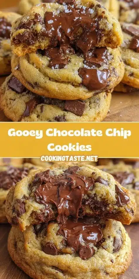 Freshly baked gooey chocolate chip cookies with melted chocolate chunks