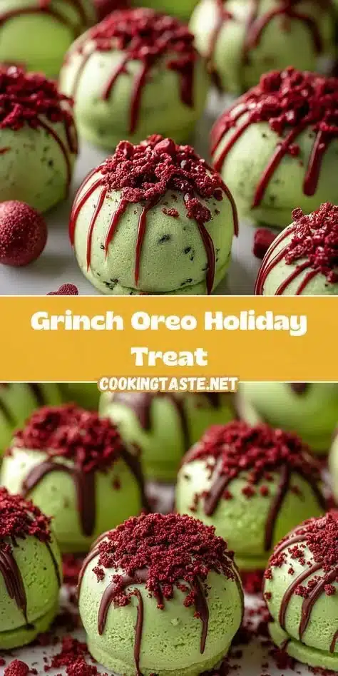 Festive Grinch Oreo Holiday Treats on a decorative plate