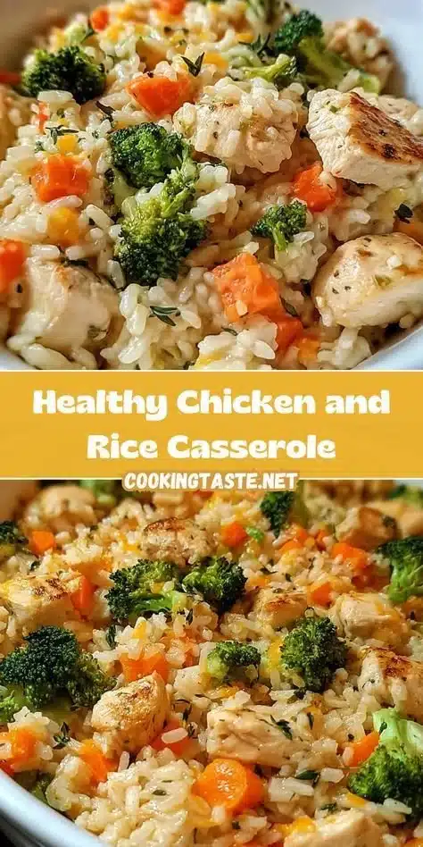 Healthy chicken rice casserole baked with vegetables and spices