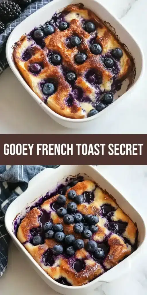 Overnight blueberry French toast casserole served with syrup and fresh berries