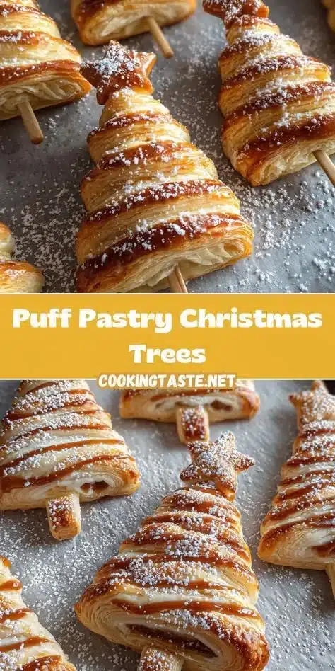Puff Pastry Christmas Trees decorated with festive toppings