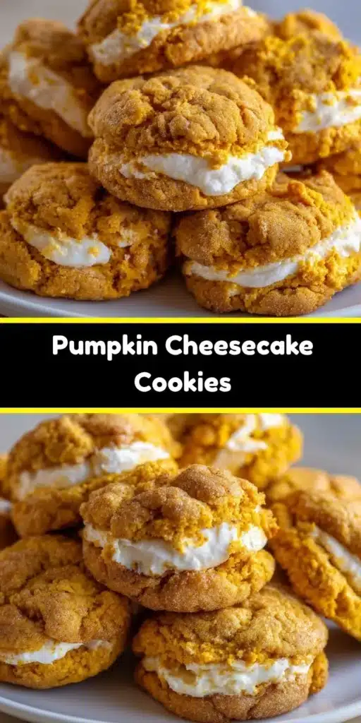 Delicious pumpkin cheesecake cookies topped with cream cheese frosting.