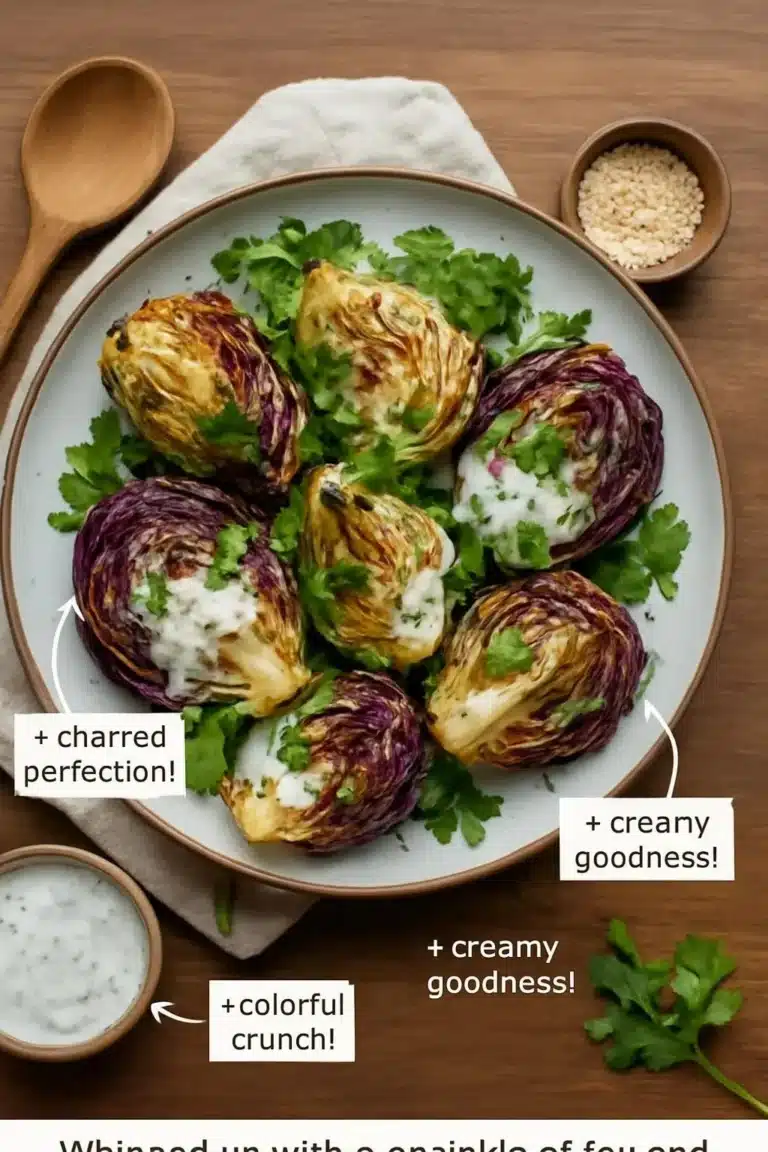 Refreshing cabbage salad topped with creamy yogurt dressing