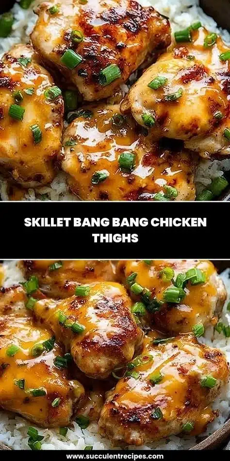 Skillet Bang Bang Chicken Thighs served with vegetables