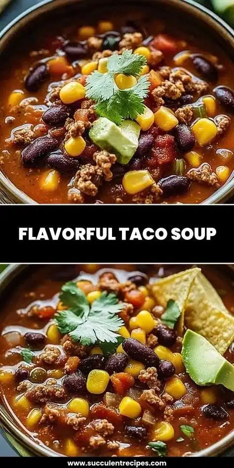 Bowl of delicious homemade taco soup topped with cheese and cilantro